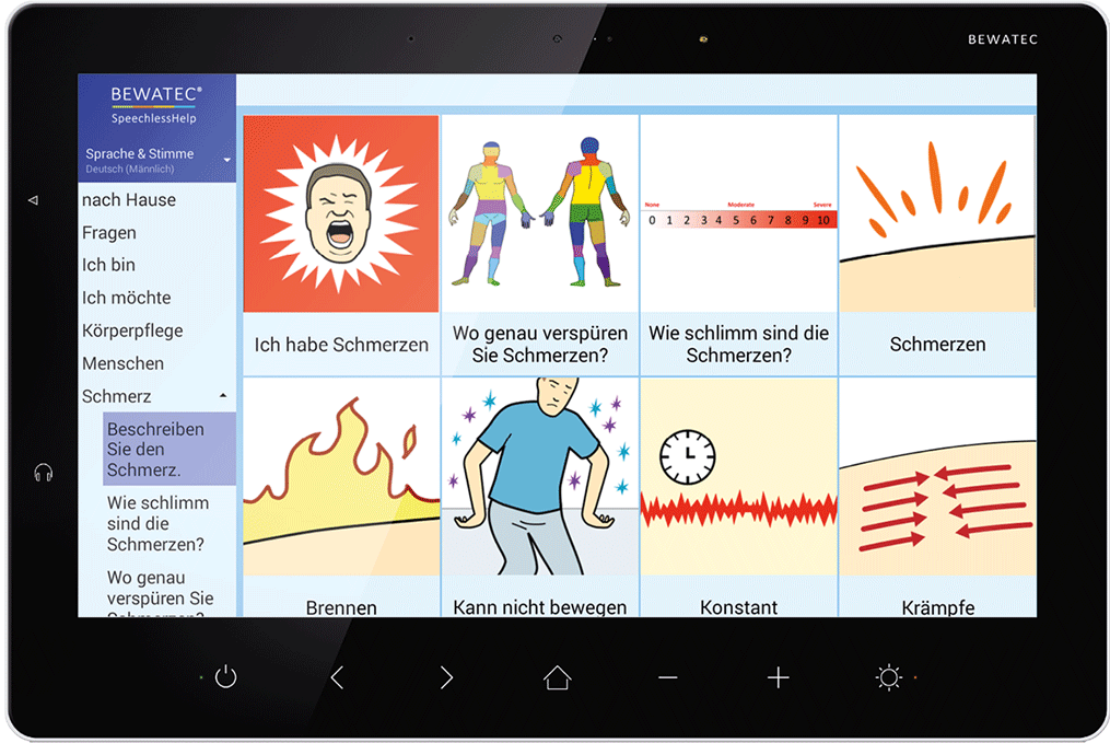 ConnectedCare Tablet mit eHealth Plattform ConnectedCare und Modul Sprechhilfe zur barrierefreien Patientenkommunikation