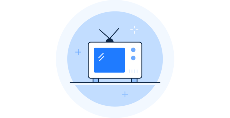 ConnectedCare Bedside Terminals | Icon: Fernseher auf hellblauem Hintergrund